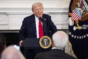 US President Donald Trump participates in the White House Faith Office Luncheon - Washington