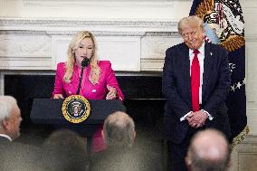 US President Donald Trump participates in the White House Faith Office Luncheon - Washington