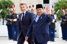 Emmanuel Macron welcomes Indonesian President prior a working diner - Paris