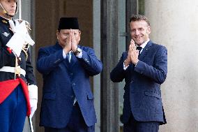 Emmanuel Macron welcomes Indonesian President prior a working diner - Paris