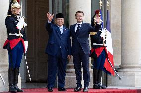 Emmanuel Macron welcomes Indonesian President prior a working diner - Paris