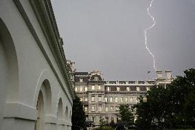 Lighting strikes the Executive Office building - Washington