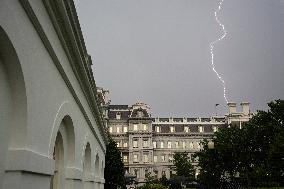 Lighting strikes the Executive Office building - Washington