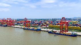 Longtan Port Container Terminal Foreign Trade Containers in Nanjing