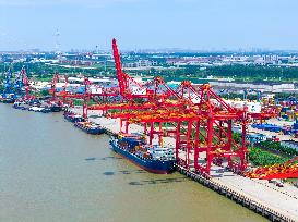 Longtan Port Container Terminal Foreign Trade Containers in Nanjing