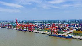 Longtan Port Container Terminal Foreign Trade Containers in Nanjing