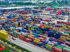 Longtan Port Container Terminal Foreign Trade Containers in Nanjing