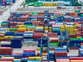 Longtan Port Container Terminal Foreign Trade Containers in Nanjing