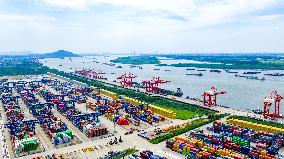 Longtan Port Container Terminal Foreign Trade Containers in Nanjing