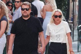 James Corden And Julia Carey Strolling - Saint-Tropez