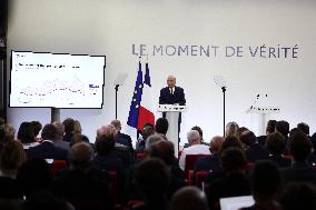 French PM Francois Bayrou Unveiling Main Guidelines Of France s 2026 Budget - Paris