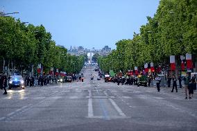 Installation of the July 14 parade on the Champs-Elysees - Paris