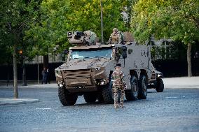 Installation of the July 14 parade on the Champs-Elysees - Paris
