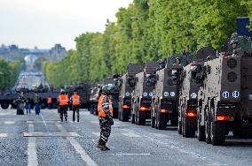Installation of the July 14 parade on the Champs-Elysees - Paris