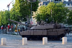 Installation of the July 14 parade on the Champs-Elysees - Paris