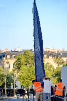 Installation of the July 14 parade on the Champs-Elysees - Paris