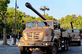 Installation of the July 14 parade on the Champs-Elysees - Paris
