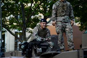 Installation of the July 14 parade on the Champs-Elysees - Paris
