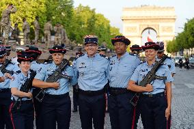Installation of the July 14 parade on the Champs-Elysees - Paris