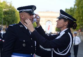 Installation of the July 14 parade on the Champs-Elysees - Paris