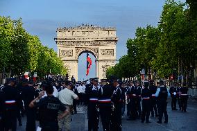 Installation of the July 14 parade on the Champs-Elysees - Paris