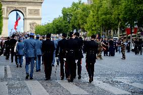 Installation of the July 14 parade on the Champs-Elysees - Paris