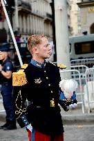 Installation of the July 14 parade on the Champs-Elysees - Paris