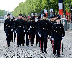 Installation of the July 14 parade on the Champs-Elysees - Paris