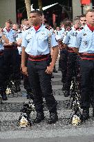 Installation of the July 14 parade on the Champs-Elysees - Paris