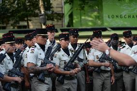 Installation of the July 14 parade on the Champs-Elysees - Paris