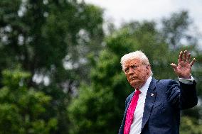 US President Donald Trump boards Marine One