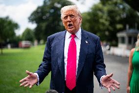 US President Donald Trump boards Marine One