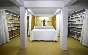 Charnel house of A-bomb mound in Hiroshima shown to press