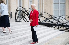 Christine Lagarde Arrives At Elysee Palace - Paris