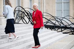 Christine Lagarde Arrives At Elysee Palace - Paris