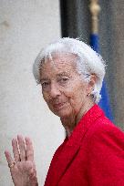 Christine Lagarde Arrives At Elysee Palace - Paris