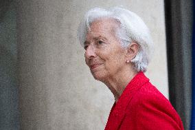 Christine Lagarde Arrives At Elysee Palace - Paris