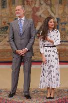 King and Queen of Spain Host Princess of Asturias Foundation Meeting - Madrid