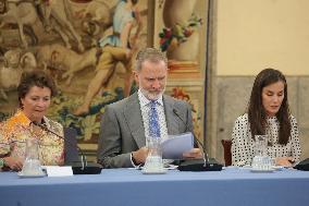 King and Queen of Spain Host Princess of Asturias Foundation Meeting - Madrid