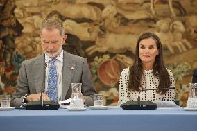 King and Queen of Spain Host Princess of Asturias Foundation Meeting - Madrid