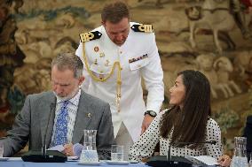King and Queen of Spain Host Princess of Asturias Foundation Meeting - Madrid