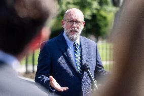 Director of the United States Office of Management and Budget (OMB) Russell Vought speaks at White House
