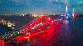 Changtai Yangtze River Bridge Landscape Lighting Test