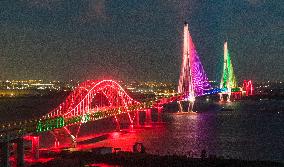 Changtai Yangtze River Bridge Landscape Lighting Test