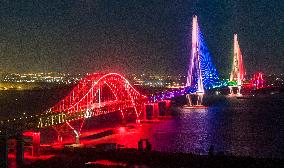 Changtai Yangtze River Bridge Landscape Lighting Test