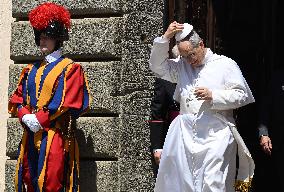 Pope Leo XIV Leads The Angelus Prayer - Castel Gandolfo