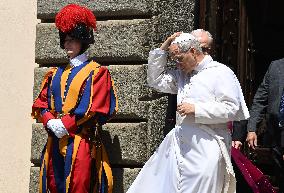 Pope Leo XIV Leads The Angelus Prayer - Castel Gandolfo