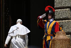 Pope Leo XIV Leads The Angelus Prayer - Castel Gandolfo