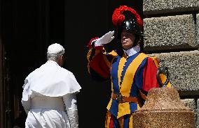 Pope Leo XIV Leads The Angelus Prayer - Castel Gandolfo
