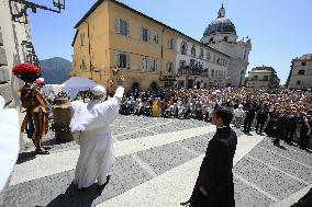 Pope Leo XIV Leads The Angelus Prayer - Castel Gandolfo